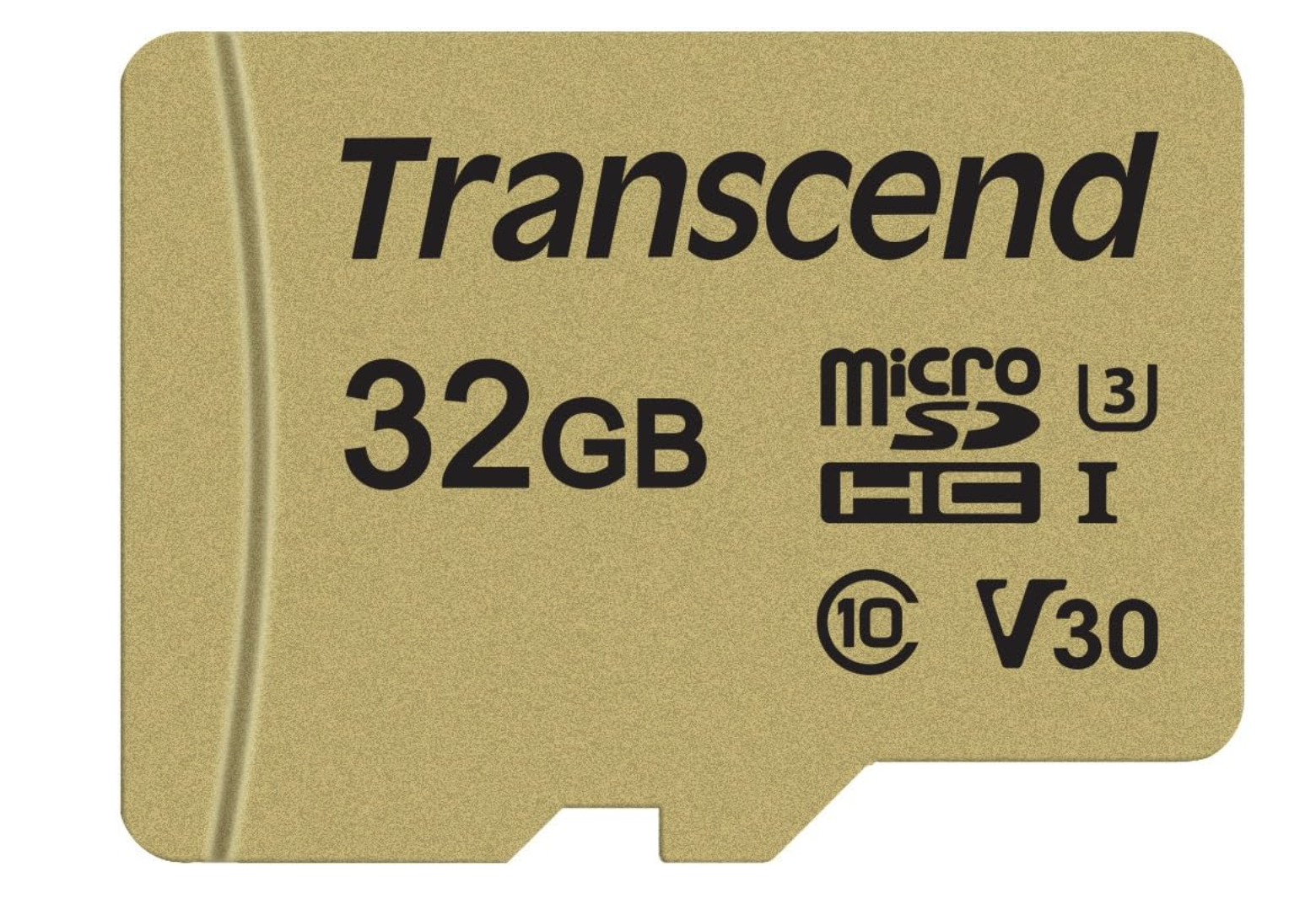 Transcend 32GB microSDHC U3 memory card on a white background