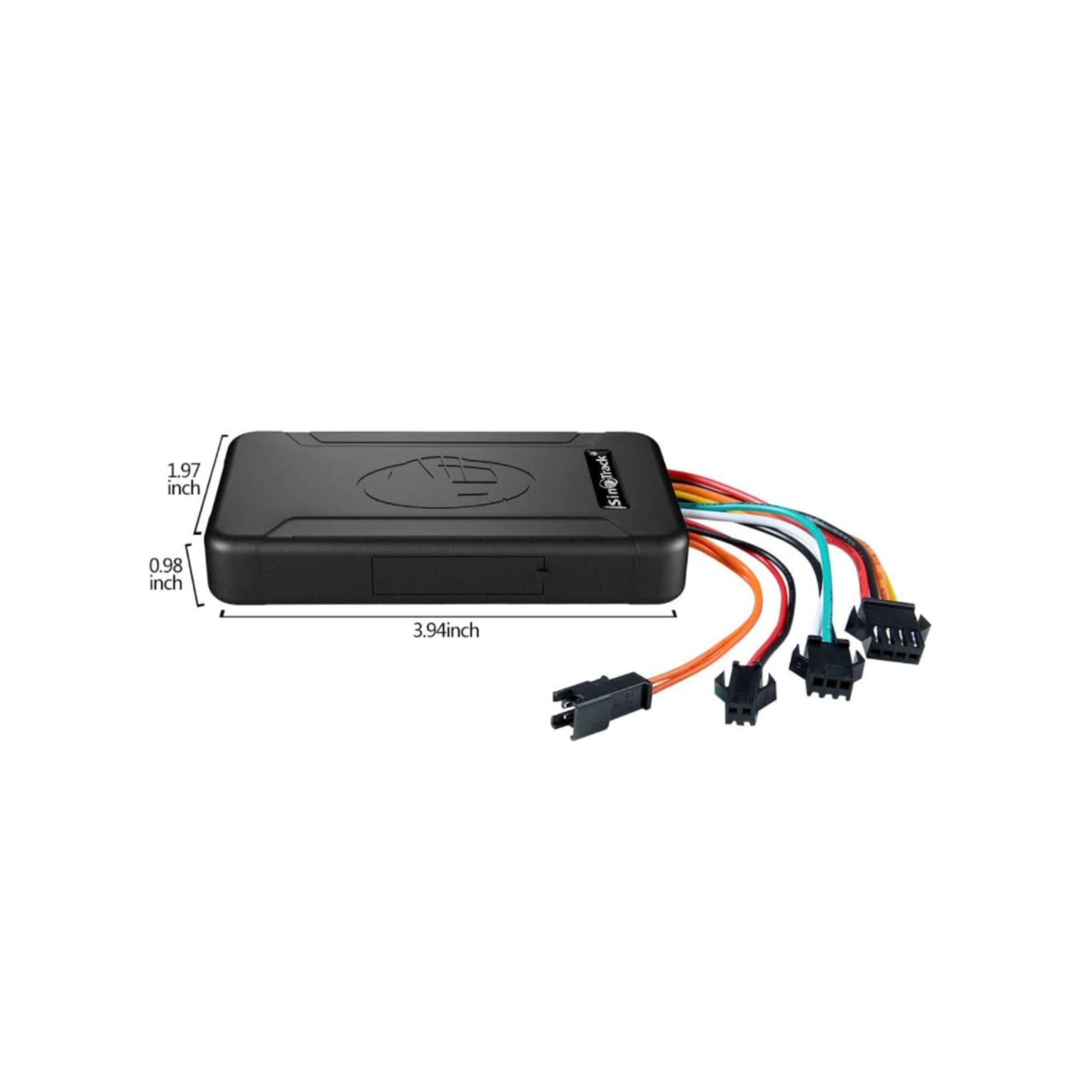 GPS tracker with wiring on a white background, labeled 'Real-time Tracking'.