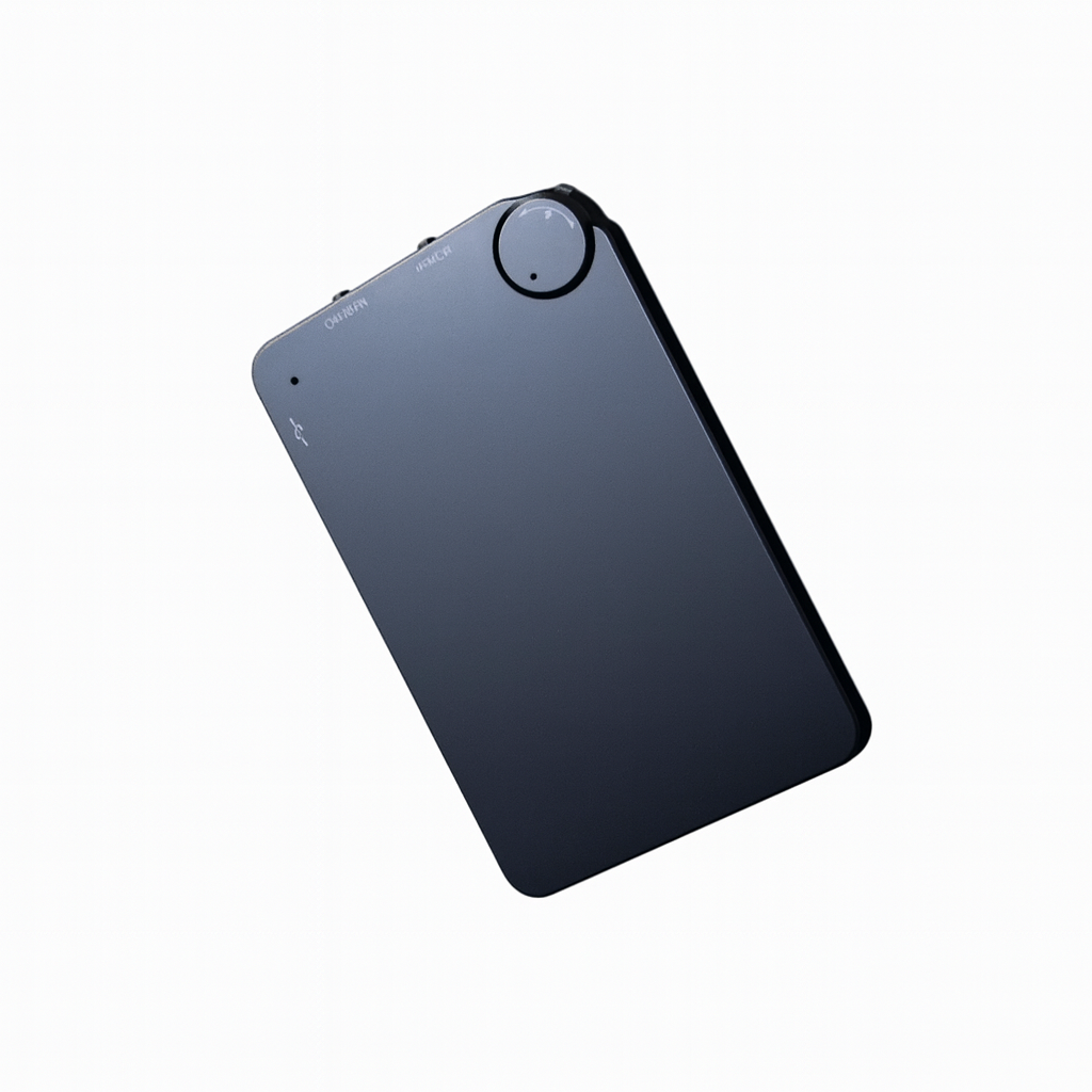Black electronic device on a white background