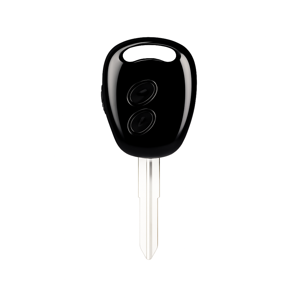 Black car key fob remote on a white background