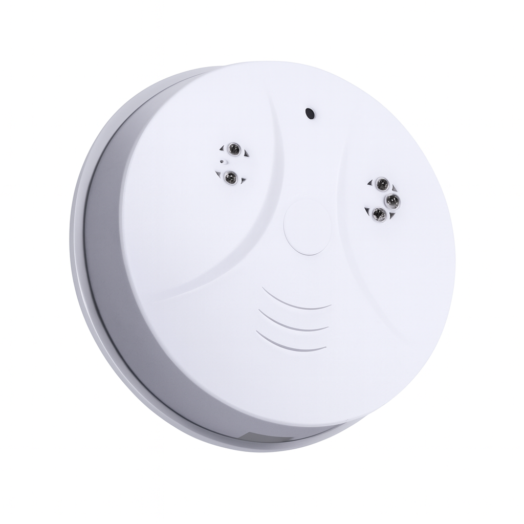 Round white sensor device on a white background