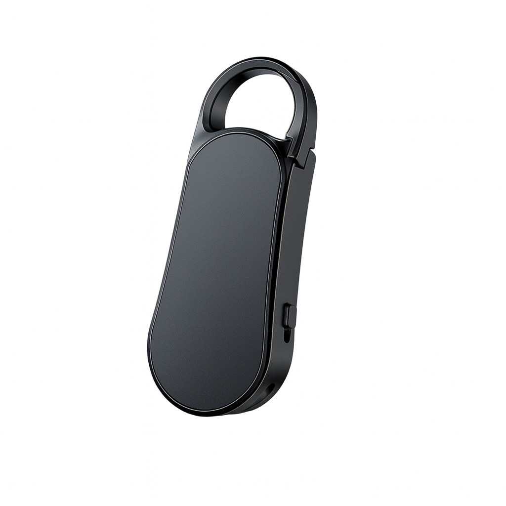 Black Bluetooth earbud on a white background
