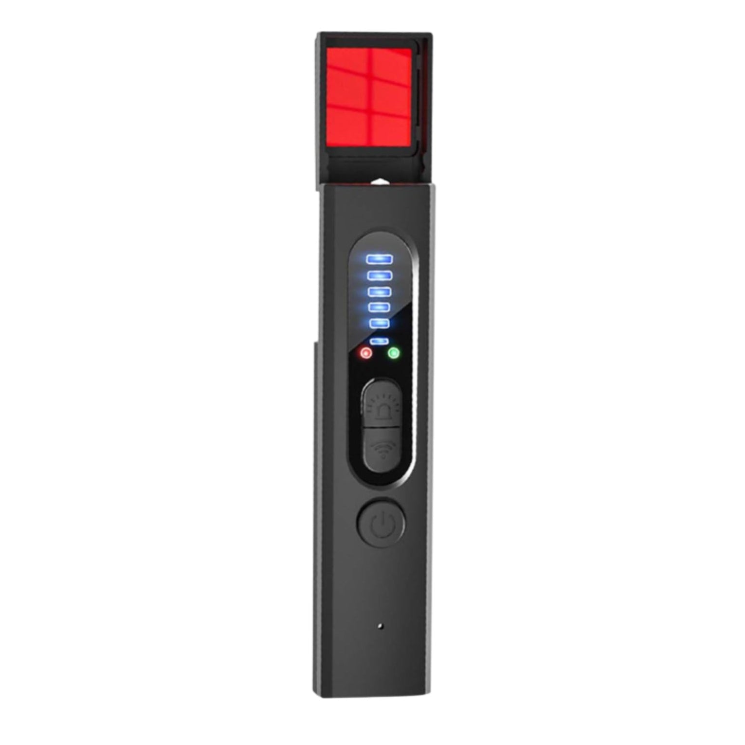 Covert camera detection device with red light on a white background