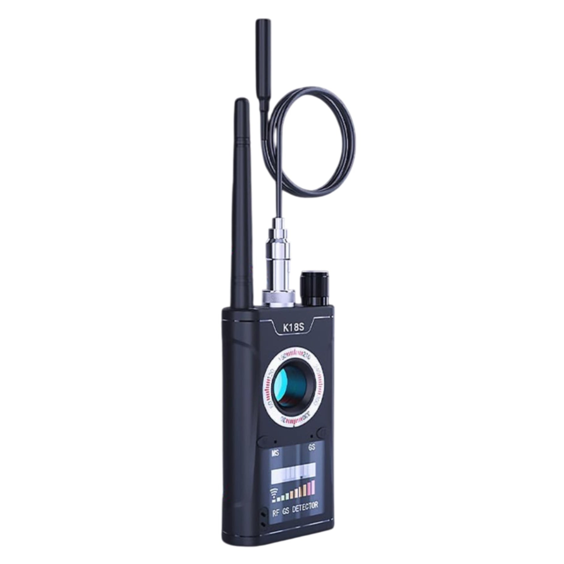 Black electronic device with antennas on a white background, labeled 'GPS Tracker Detection'.