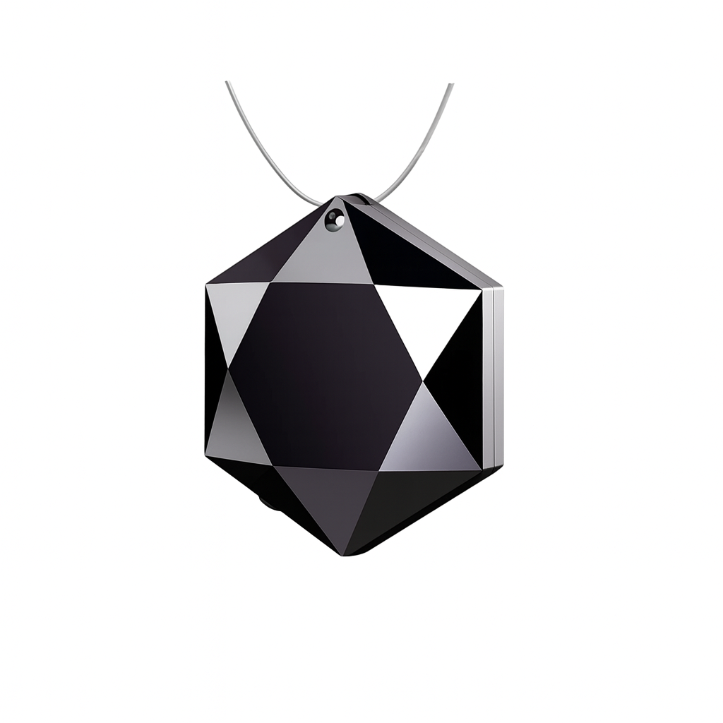 Geometric black pendant on a white background