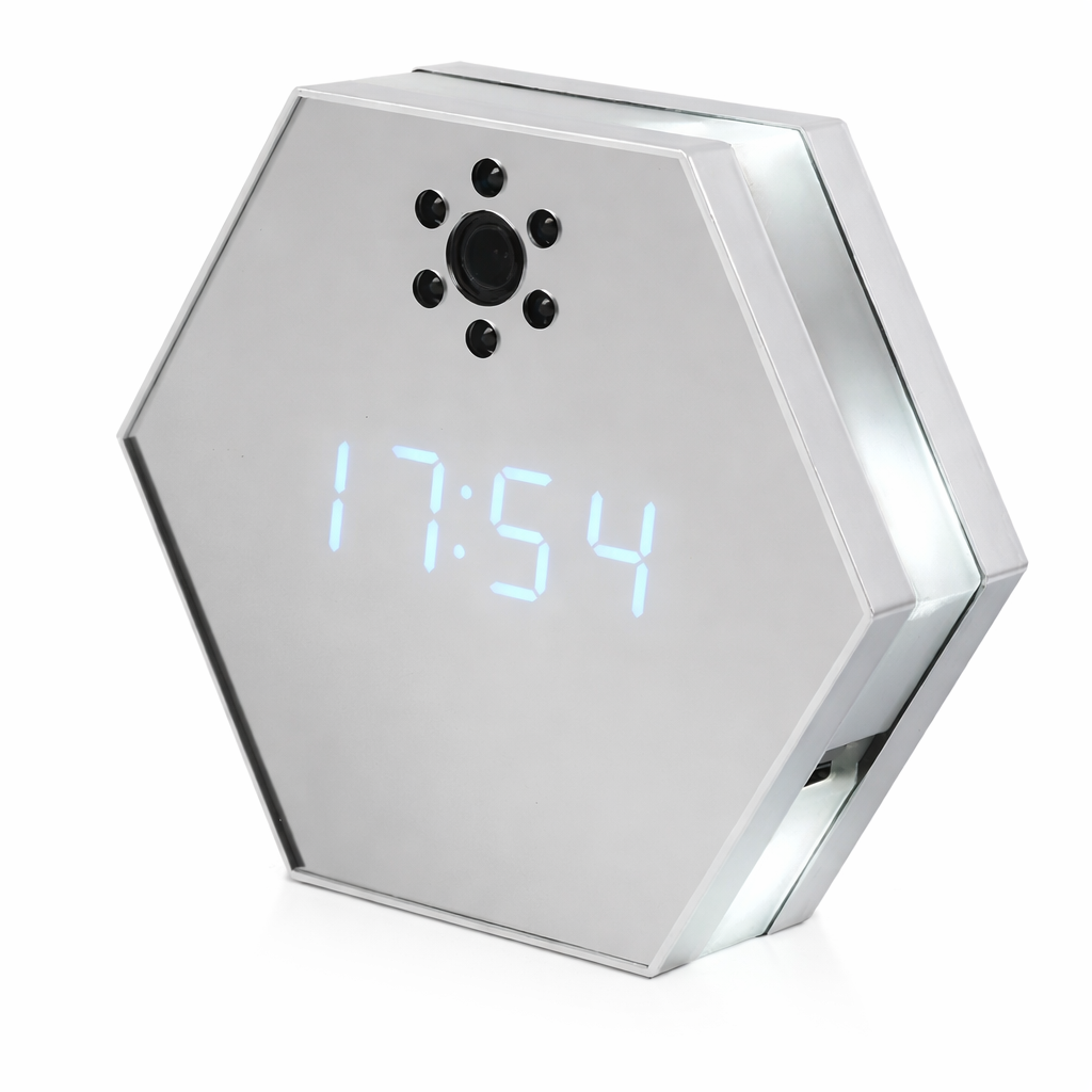 4K HD WiFi Mini Camera Clock with Wireless Charging