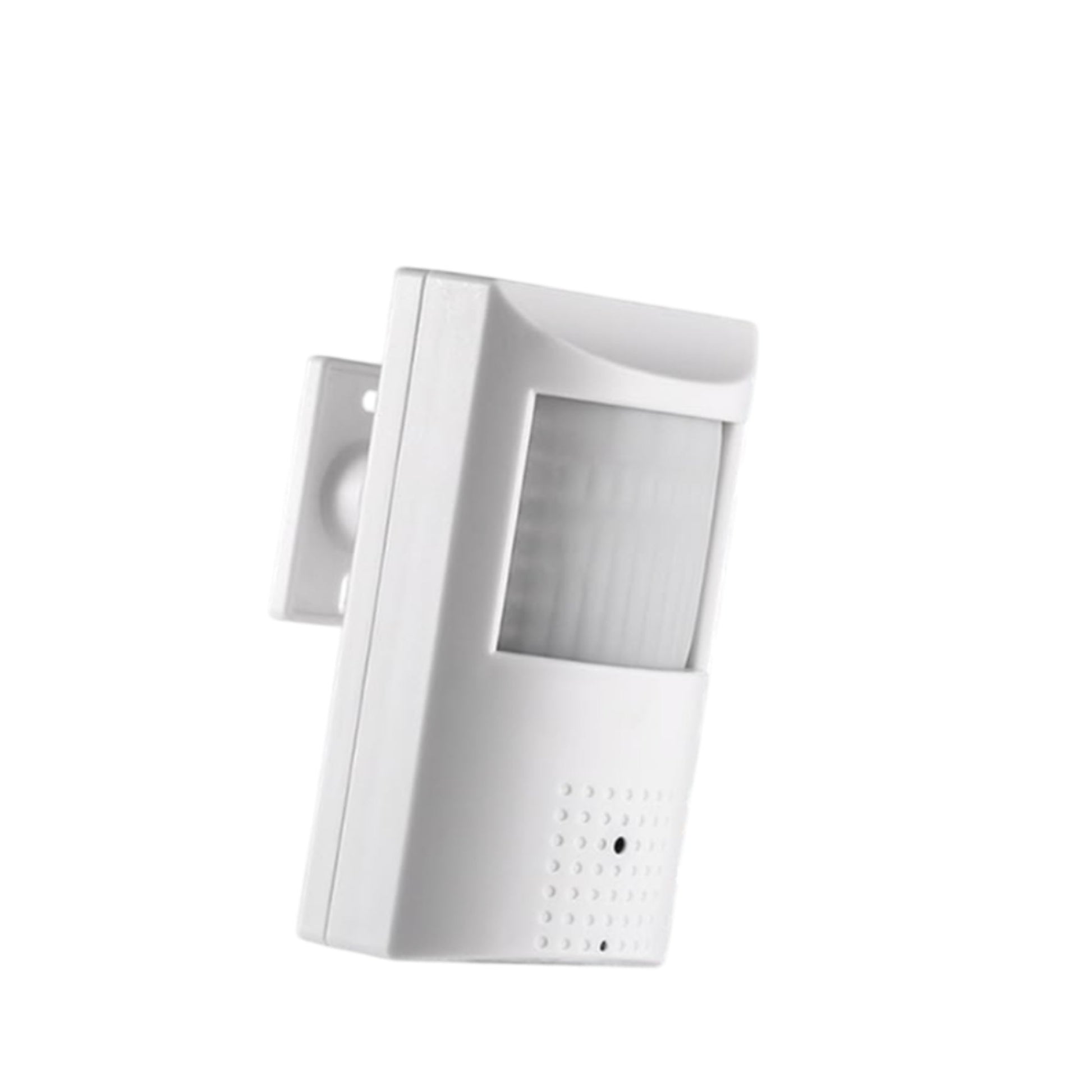 White security camera with night vision feature on a white background