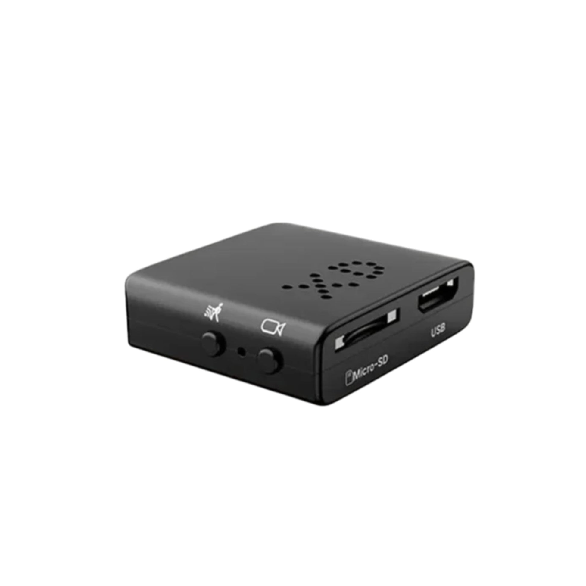 Black recording device with 'One Click Recording' text on a white background