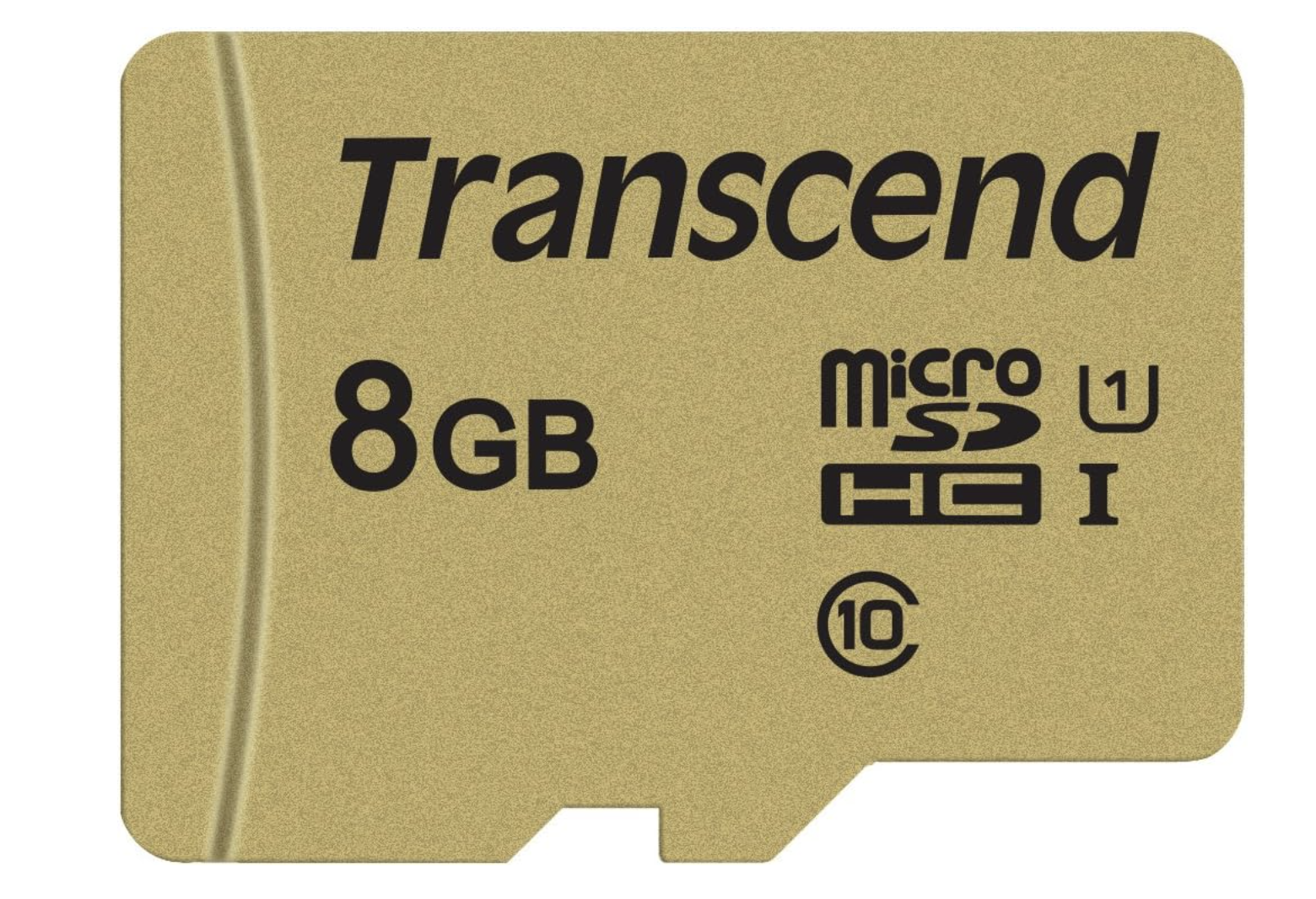 Transcend 8GB microSDHC card on a white background