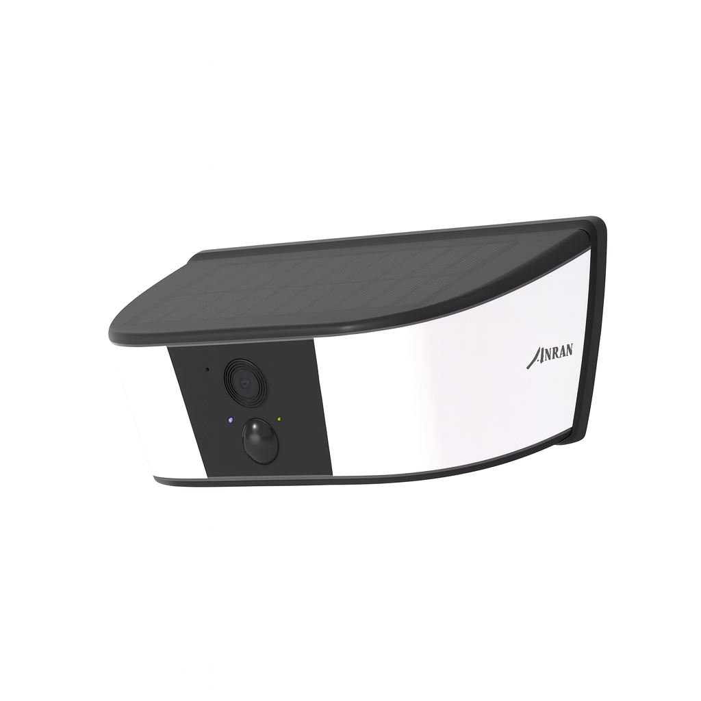 Solar panel with camera on a white background