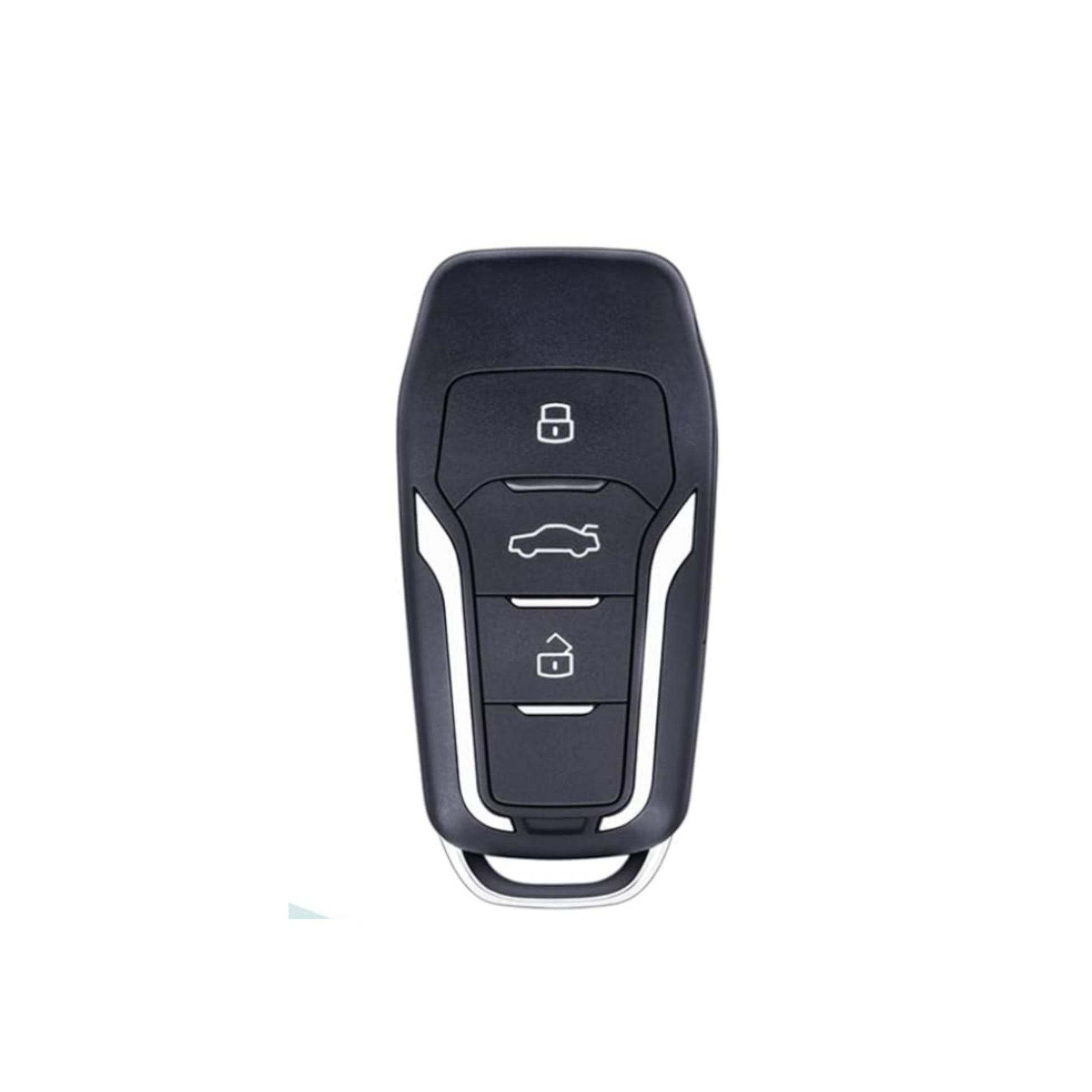 Black key fob with buttons on a white background
