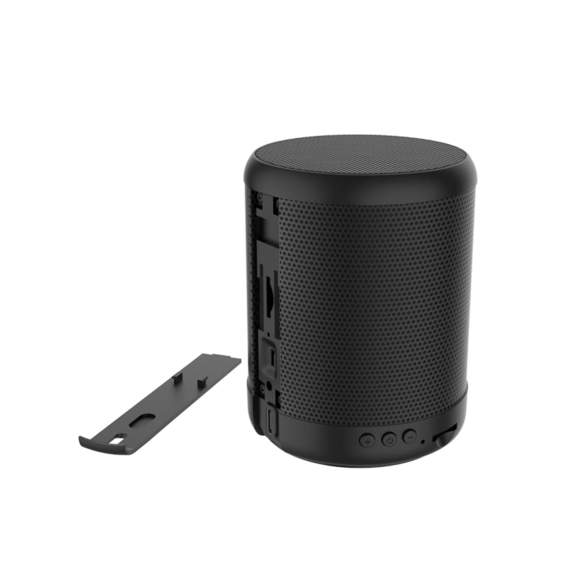 Black speaker with IR night vision label on a white background